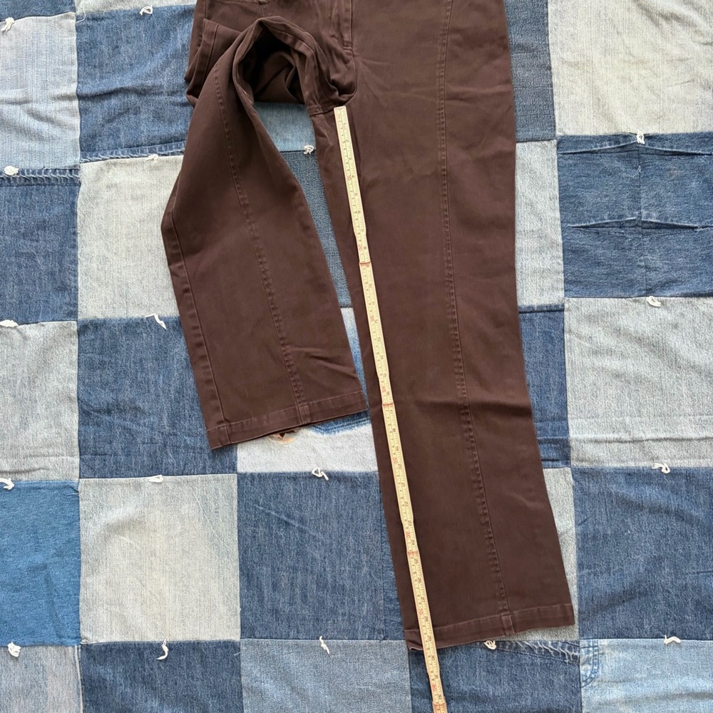 brown straight leg liz claiborne audra middle seam detail pants size 8 - Picture 8 of 9